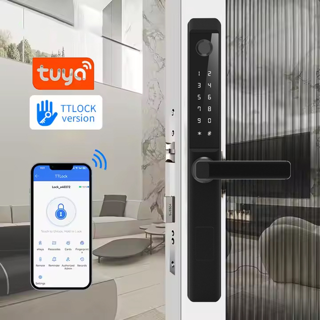 Wholesale Waterproof Smart Aluminum Door Lock Fingerprint Password Narrow Gate Digital Door Smart Lock for Sliding Door