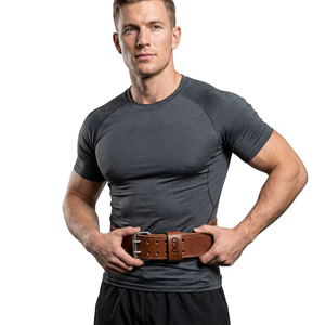 Unisex Cowhide Leather Strong Heavy Duty Non-Slip Weightlifting <b>Belt</b> with Buckle Closure for Gym Fitness Body Building Training - Product Image 1