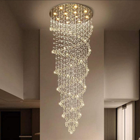 Lustre suspendu en cristal K9 LED en spirale moderne pour escalier de luxe, plafond haut, hall d'hôtel, villa