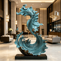 Sculpture de sol abstraite en forme de vague, grande statue d'art en aluminium moulé pour hall d'hôtel, bureau de vente, décoration intérieure, taille et couleur personnalisées
