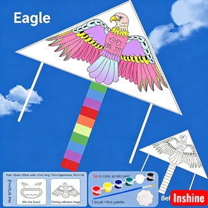 <span class=keywords><strong>Cerf</strong></span>-<span class=keywords><strong>volant</strong></span> DIY pour enfants facile à piloter, kit de peinture et de loisirs créatifs avec 6 couleurs et canne à pêche, parfait pour le plaisir familial en plein air - Product Image 2