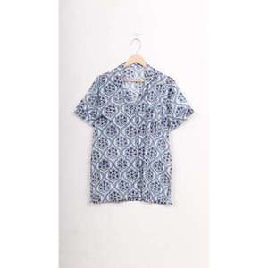 Conjunto de Pijama de Otoño para Mujer, 100% Algodón, Estampado Floral en Satén, Cintura Elástica, Cuello Camisero, Manga Corta - Product Image 5