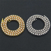 Kalung Rantai Tenis Hip Hop, Gelang, dan Jam Tangan Bertabur Kristal Imitasi, Bahan Paduan Emas Perak Seng, Set Perhiasan Wanita - Laris Terjual