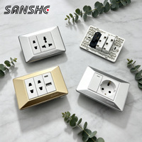 SANSHE SASO Luxury Gold 118 Type Interrupteur mural modulaire et prise de courant universelle pour projets hôteliers modernes en Arabie Saoudite et aux Émirats Arabes Unis