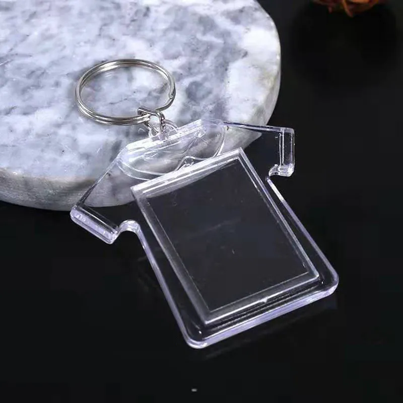 Cornice per foto portachiavi in acrilico trasparente in bianco trasparente in plastica portachiavi appeso foto portachiavi in acrilico personalizzato in bianco