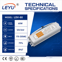 Alimentation LED OKEY IP67 étanche 60W 12V 5A AC/DC à découpage, boîtier en aluminium, certifiée CE ROHS pour bande lumineuse LED