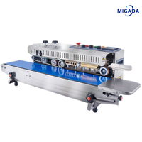 Machine de scellage horizontale électrique à roue d'encre continue pour le marquage de dates, scelleuse thermique pour sacs en plastique PVC, usage commercial et domestique