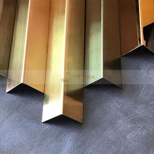 LL373 PVD Gold Hairline Stainless Steel L-Shaped Profile <b>Trims</b> <b>for</b> Tile <b>Corner</b> High Quality Metal Tile <b>Trim</b> <b>for</b> Stairs & Walls - Product Image 1