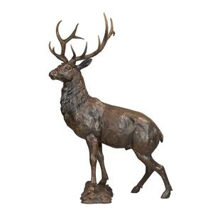 تمثال غزال برونزي بحجم طبيعي مخصص للديكور الخارجي، منحوتة كلب صيد الغزلان للحدائق، تصميم عصري من ماركة JZ - Product Image 3