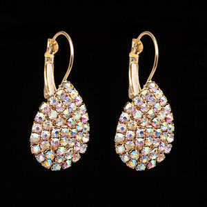 Boucles d'oreilles clips plaquées or 10K en or massif, motif goutte d'eau, avec chaîne griffe, bijoux E601, les plus vendues sur Wish - Product Image 3