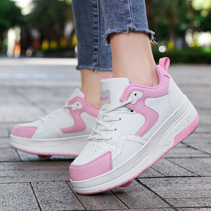 Chaussures de skate pour enfants avec roues, semelle extérieure en TPU, semelle intermédiaire en EVA, doublure en mesh pour garçons, filles, étudiants, sport en plein air - Product Image 2