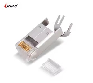 Cat5e/Cat6 <b>Shielded</b> RJ45 Connector 8P8C Gold-Plated for FTP STP <b>Ethernet</b> <b>Cable</b> with Spline Insert - Product Image 2
