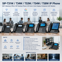 Téléphone IP YeaLink SIP-T31W T34W T53W T54W T58W WiFi pour entreprise, bureau, téléphone de bureau SIP, voix HD, écran couleur, VoIP d'entreprise