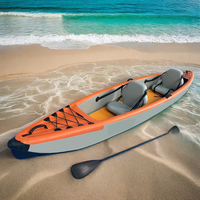 Kayak pliable à point de chute pour 2 personnes, canoë/kayak de pêche gonflable en PVC/PE/PC, longueur 4m avec pagaie pour l'extérieur sur les rivières