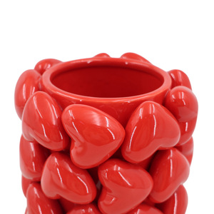 <span class=keywords><strong>Vaso</strong></span> in Ceramica 3D a Forma di <span class=keywords><strong>Cuore</strong></span> Stile Nordico, Moderno <span class=keywords><strong>Vaso</strong></span> Rosso d'Amore per Soggiorno, Decorazione da Tavolo Minimalista - Product Image 4