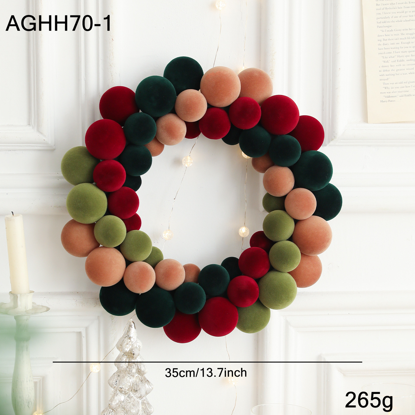 35CM red green floral wreath