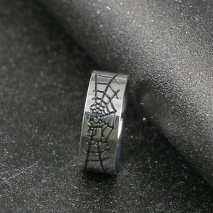 Men's <b>Titanium</b> Steel <b>Ring</b> Spider Web Design Silver Color Gift Jewelry SA1163 - Product Image 4