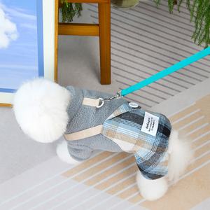 Abrigo de Invierno <span class=keywords><strong>para</strong></span> <span class=keywords><strong>Perros</strong></span> Pequeños/Medianos, Forrado de Felpa, con Diseño a Cuadros, 4 Patas Completas, Decoración con Botones, Clip <span class=keywords><strong>para</strong></span> Correa con Anillo en D y Botón a Presión - Product Image 5