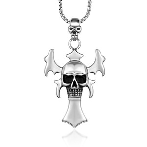 Stainless Steel Skull <b>Cross</b> Pendant Necklace SP502 Fashion Jewelry - Product Image 1