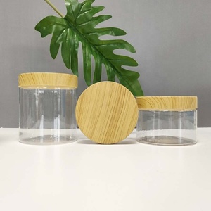 Stock 50ml 100ml 200ml <b>Plastic</b> Bamboo Wooden Lid <b>Plastic</b> <b>Jar</b> 8oz Body Butter Container Cosmetic Cream Scrub <b>Jar</b> - Product Image 3