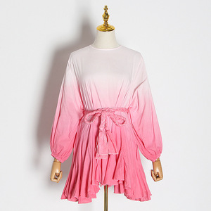 <strong>Custom</strong> Ladies Frock Casual Trendy Ruffle Short <strong>Dress</strong> Women Bow Puff Sleeve Asymmetrical Hem Tie Dye Mini <strong>Dress</strong> - Product Image 5