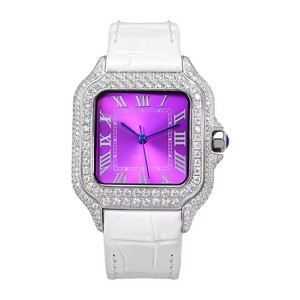 Montre carrée de luxe pour femme GEZFEEL, en moissanite, verre saphir, chiffres romains, étanche 5 bars, affichage analogique - Product Image 4