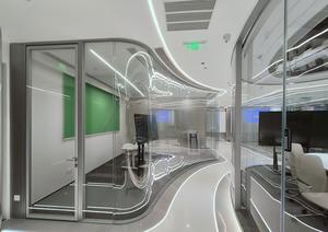 กระจกผนังกั้นทรงกลมทันสมัยไร้กรอบรูปทรงพิเศษโค้งใสสำหรับสำนักงานและห้างสรรพสินค้า - Product Image 3