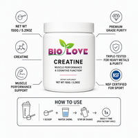 Créatine en poudre 150g, performance musculaire, pureté triplement testée, complément alimentaire quotidien, protéine en poudre 0EM