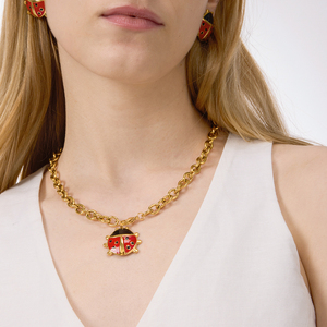 <span class=keywords><strong>Collana</strong></span> J&D Vintage Autunno Inverno con Ciondolo <span class=keywords><strong>Coccinella</strong></span> in Smalto Rosso e Nero su Catena Ovale in Acciaio Inossidabile - Product Image 5