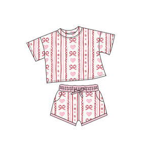 Personalización bebé niña Día <span class=keywords><strong>de</strong></span> San Valentín corazón estampado Loungewear conjunto niñas pijama traje niños ropa - Product Image 3