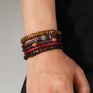 Perline di legno fatte a mano multi strato braccialetto elastico di moda gioielli con perline set regalo all'ingrosso - Product Image 5