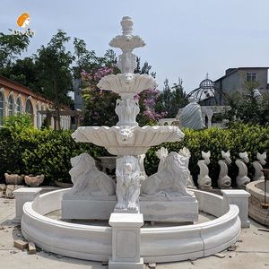 MILY mão esculpida mármore branco Lions <span class=keywords><strong>Fountain</strong></span> estilo europeu para casa ao ar livre jardim - Product Image 6