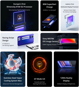 Original realme GT Neo 3 điện thoại thông minh MTK dimensity 8100 5g 6.7 "120Hz hiển thị 80W superdart phí 50MP máy ảnh NFC realme điện thoại - Product Image 2