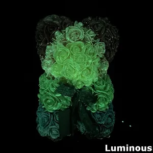 Colorful Luminous Rose Bear Home Ornament Foam Carved Decoration For Valentines