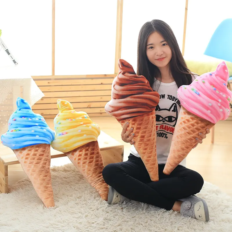 30CM 새로운 디자인 3D 달콤한 아이스크림 베개 쿠션 자동차 허리 지원 쿠션 장난감 크리 에이 티브 베개 부드러운 봉제 인형