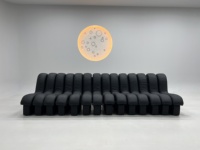 Personnalisable Moderne Ininterrompu Combinaison Serpent Tout Noir Synthétique Cuir Module Canapé Villa Meubles