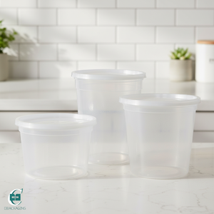 Contenants alimentaires ronds en plastique transparent HACAMY avec couvercles, gobelets en PP pour la préparation des repas et les soupes - Product Image 1