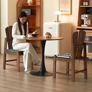 Chaise de salle à manger en bois massif, rembourrée, style nordique minimaliste, pour salle à manger, usage adulte - Product Image 3