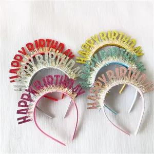 Diadema de feliz cumpleaños para niña, sombrero de decoración de fiesta de corona para niña, suministros de cumpleaños para niña, tocados