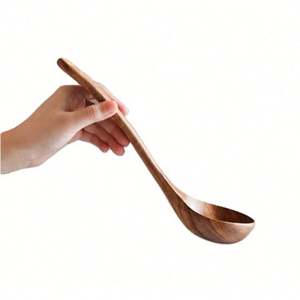 Ustensiles de cuisine 26/10.2IN, cuillère à salade en bois d'acacia et de teck, fabriquée à la main, pour la cuisine - Product Image 2