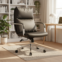 Chaise de bureau ergonomique moderne pivotante en cuir PU de luxe pour dirigeant, personnel et visiteurs
