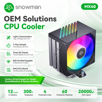 SNOWMAN Vente Flash MX40 Radiateur de Refroidissement ARGB 4 Caloducs en Cuivre Ventilateur Silencieux 100mm pour Processeurs de Bureau Intel AMD