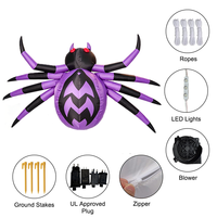 Décorations gonflables d'Halloween de 9 pieds de large, décorations de jardin en forme d'araignée avec LED intégrées pour la cour, le jardin, les fêtes et la pelouse