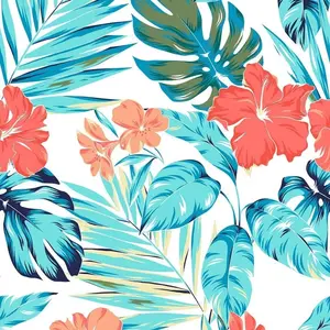 Hawaii kustom Digital dicetak gratis sampel kain Rayon Poplin untuk pakaian wanita