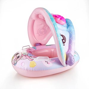 Anneau <span class=keywords><strong>de</strong></span> natation gonflable en PVC écologique pour enfants Siège d'eau sur le thème <span class=keywords><strong>de</strong></span> la licorne avec pare-soleil Bateau Parapluie Auvent pour enfant Yacht Utilisation - Product Image 3
