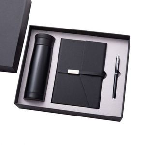 Business Gift Modern Simple Stainless Steel Insulated Cup <b>Notebook</b> <b>Set</b> A5 Planner Three-Piece Customizable Silk Screen Printed - Product Image 1
