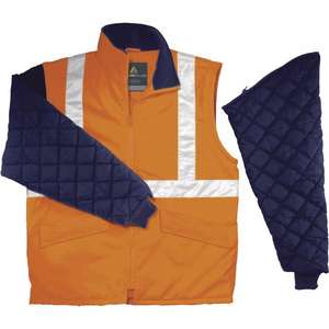 DELTA PLUS - FREEWHVORGT High visibility fluorescent <b>orange</b> <b>jacket</b> with removable sleeves - EAN 3295249178628 <b>HI</b>-<b>VIS</b> WORKWEAR - Product Image 1