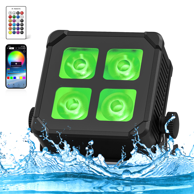 U`King Waterproof IP65 4X10W RGBWAUV 6in1 LED Battery Uplight DMX Wifi App Control Outdoor Par Light for DJ Stage Wedding