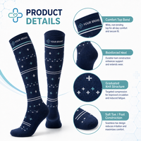 Chaussettes de compression pour infirmières 20-30 mmHg, hauteur genou, motif personnalisé, compression graduée, OEM, marque privée