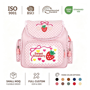 Casual <b>Backpack</b> for Teen Girls Cute Pink <b>Backpack</b> OEM ODM Lace Decor Children School Bag Multi Pockets <b>Large</b> Capacity - Product Image 1